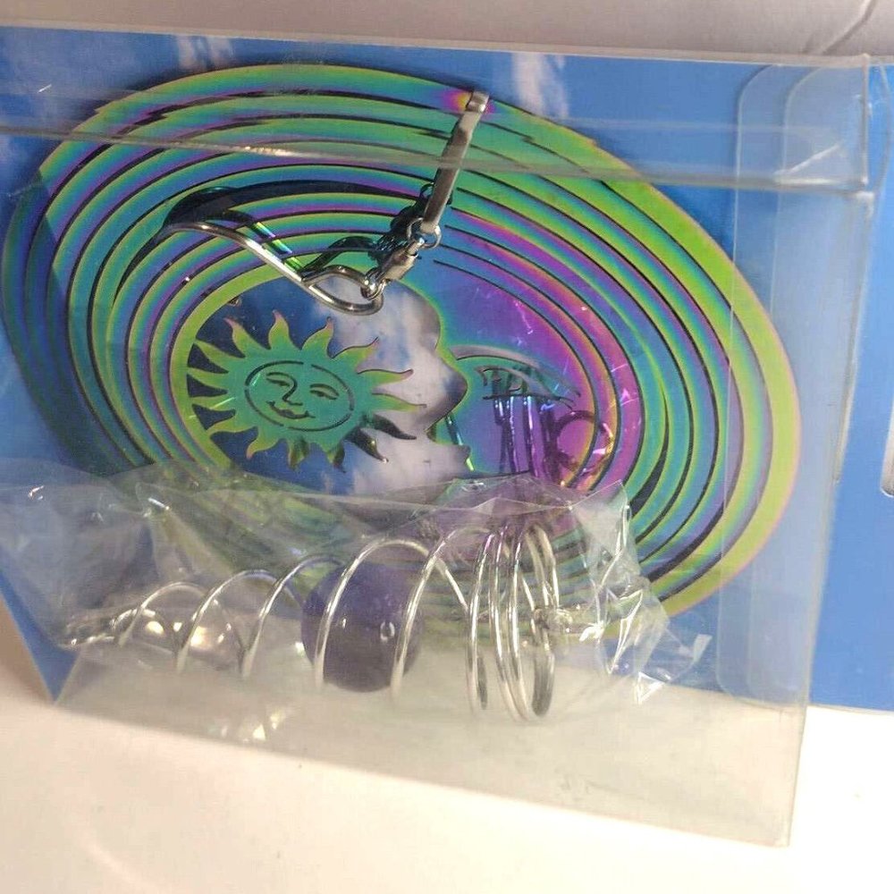6" Sun Moon Earth Sky Hanging Wind Spinner Yard Decor 3D Kinetic